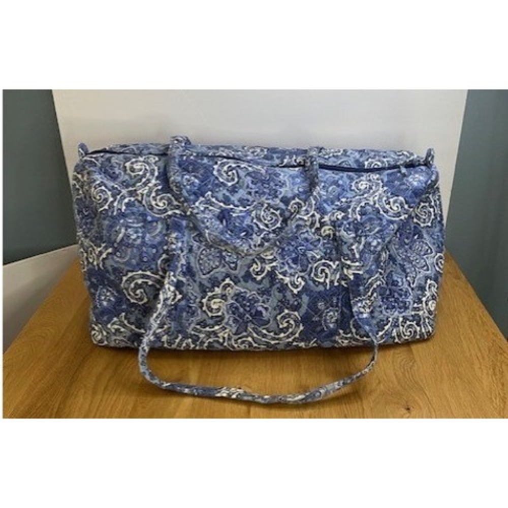 Waverly Inspirations Duffel Bag Women Large Blue Paisley Good Quilted Travel